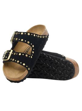Sandales Birkenstock Arizona Rivets noir pour femme.
