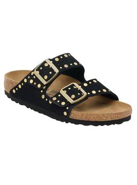 Sandales Birkenstock Arizona Rivets noir pour femme.