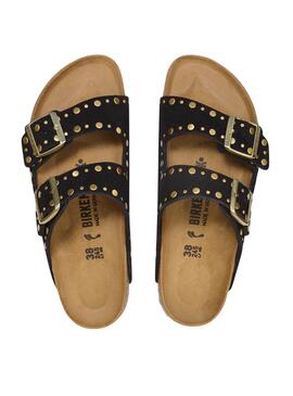 Sandales Birkenstock Arizona Rivets noir pour femme.