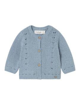 Veste Mayoral en tricot ajouré bleu ciel pour bébé