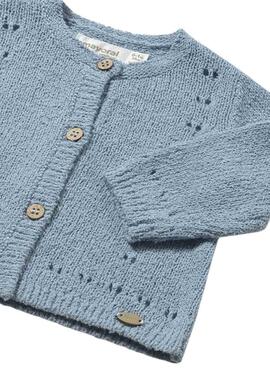 Veste Mayoral en tricot ajouré bleu ciel pour bébé