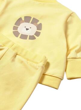 Ensemble 3 pièces Mayoral imprimé safari jaune pour bébé