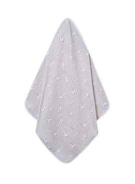 Peignoir Mayoral avec capuche et motif de canards gris perle pour bébé