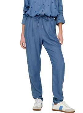 Pantalon Only Poptrash Charis bleu pour femme.