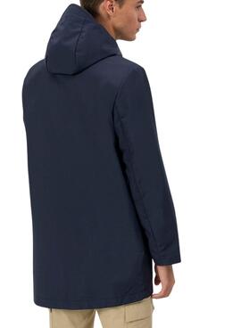 Parka L'Octopus imperméable bleue marine pour homme