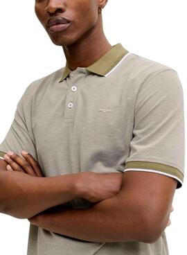 Chemise Polo Jack and Jones bleu-alves beige pour homme
