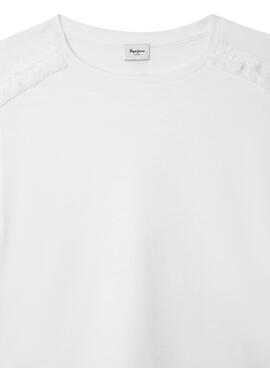 T-shirt Pepe Jeans Gelu blanc pour fille.