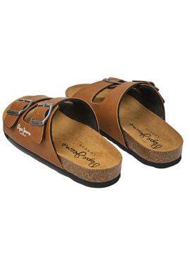 Sandalette Pepe Jeans anatomique Bio Double Kansas marron pour enfant.