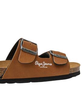 Sandalette Pepe Jeans anatomique Bio Double Kansas marron pour enfant.