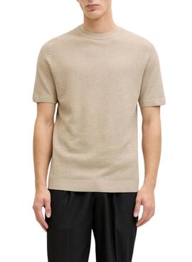 T-shirt Jack and Jones Bluriley beige pour homme