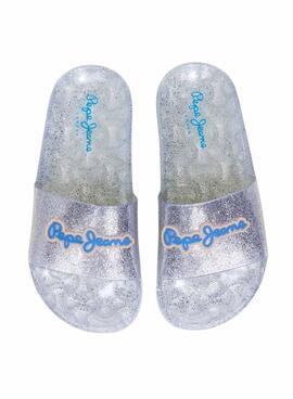 Tongs Pepe Jeans Wave Pop avec paillettes pour fille.