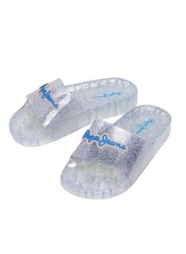 Tongs Pepe Jeans Wave Pop avec paillettes pour fille.