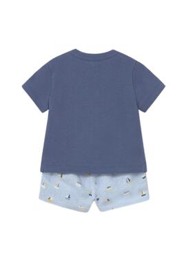 Ensemble Mayoral t-shirt bleu et bermuda bateaux pour bébé