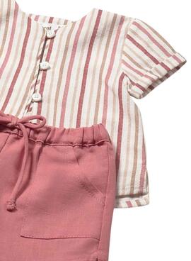 Ensemble Mayoral blouse à rayures et short rose pour bébé