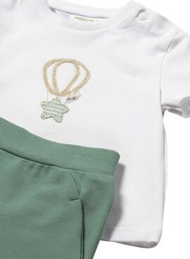 Ensemble de trois pièces mayoral, couleur vert fluo, pour bébé.