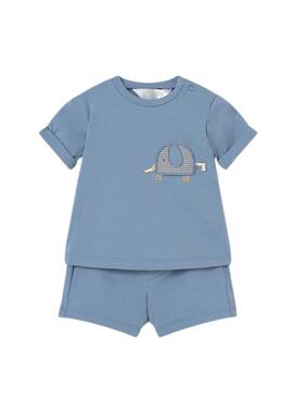 Ensemble Mayoral deux tenues éléphants bleu et beige pour bébé