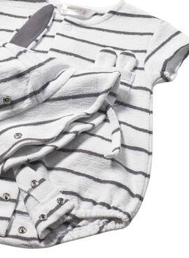 Barboteuse Mayoral à rayures avec bonnet à oreilles pour bébé garçon