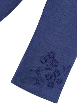Pantalon Mayoral brodé bleu marine pour fille