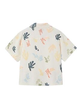 Chemise m/c en tricot imprimé Crème