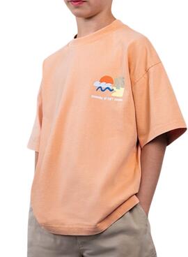 T-shirt Mayoral Hibou Barcelone soleil et plage corail pour garçon