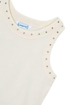 T-shirt Mayoral avec clous blanc cassé pour fille