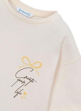 T-shirt Mayoral avec bandana beige pour fille.