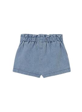 Shorts en denim Mayoral con bolsillos azules para recién nacida.