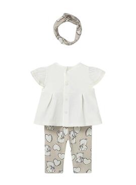 Ensemble de trois pièces Mayoral ours crème pour nouveau-né.