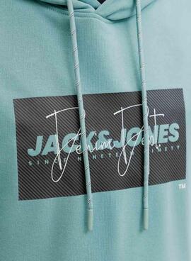 Sweat à capuche Jack and Jones Cole turquoise pour homme