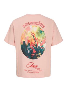T-shirt Jack and Jones Montauk rose pour homme