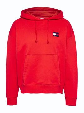 Sweat Tommy Jeans Badge Hoodie Rouge Femme