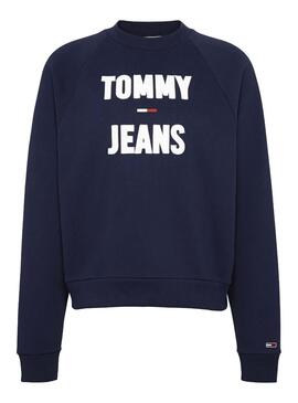 Sweat Tommy Jeans Logo Raglan Marino Femme