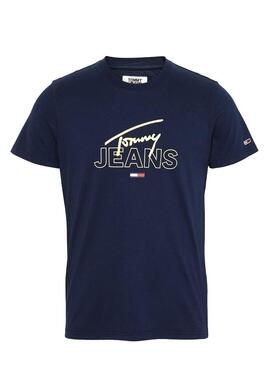 T-Shirt Logo Tommy Jeans Script Bleu Homme