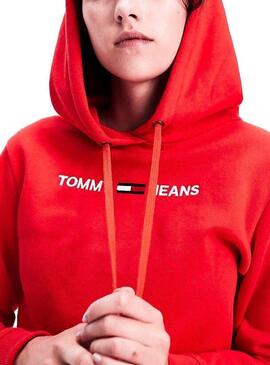 Sweat Tommy Jeans Logo linéaire Rouge pour Femme