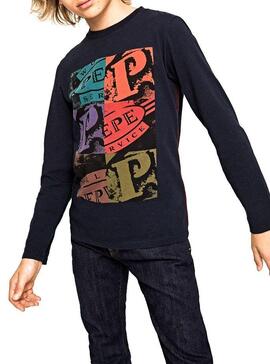T-Shirt Pepe Jeans Ramon Noir Enfante
