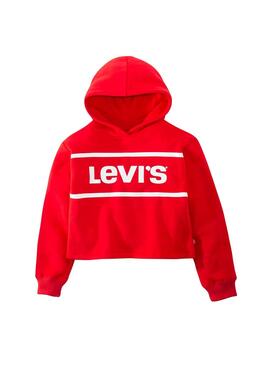 Sweat Levis Cropped. Rouge Fille