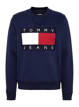 Sweat Tommy Jeans Flag Crew Navy Femme