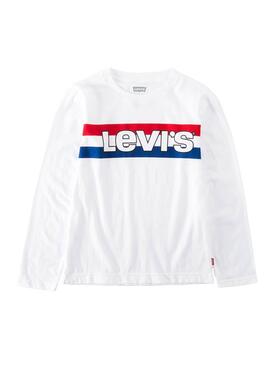 T-Shirt Levis Striped Blanc Fille et Garçon
