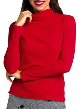 T-Shirt Naf Naf Rouge à nervures pour Femme
