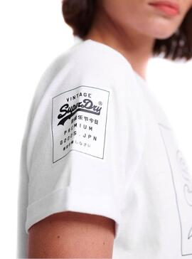 T-Shirt Superdry Logo Vintage Blanc Femme