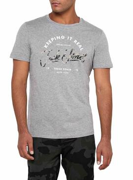 T-Shirt Jack and Jones Camoclub Gris Homme