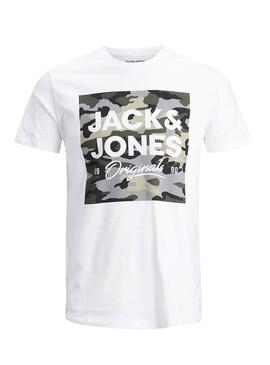 T-Shirt Jack and Jones Camo Blanc Homme