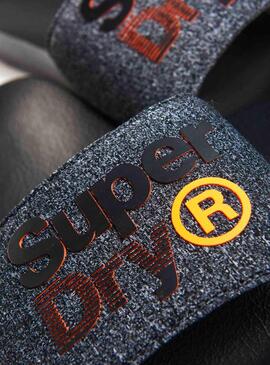 Tongs Superdry Lineman Pool Slide Noires