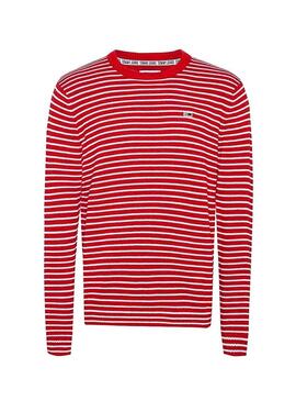 Pull Tommy Jeans Essential Stripe Rouge Homme