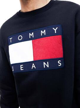 Sweat Tommy Jeans Flag Noir Pour Homme