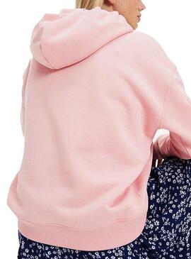 Sweat Tommy Jeans Badge Hoodie Rose Femme