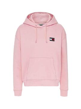 Sweat Tommy Jeans Badge Hoodie Rose Femme