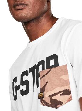 T-Shirt G-Star Pocket Blanc Pour Homme