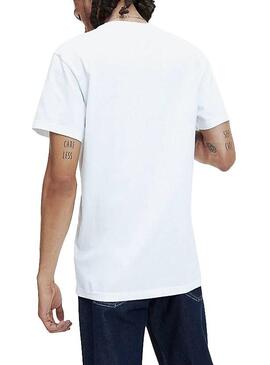 T-Shirt Tomy Jeans Flag Script Blanc Pour Homme