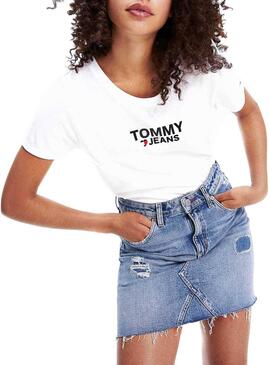 T-Shirt Tommy Jeans Corp Heart Logo Blanc Femme